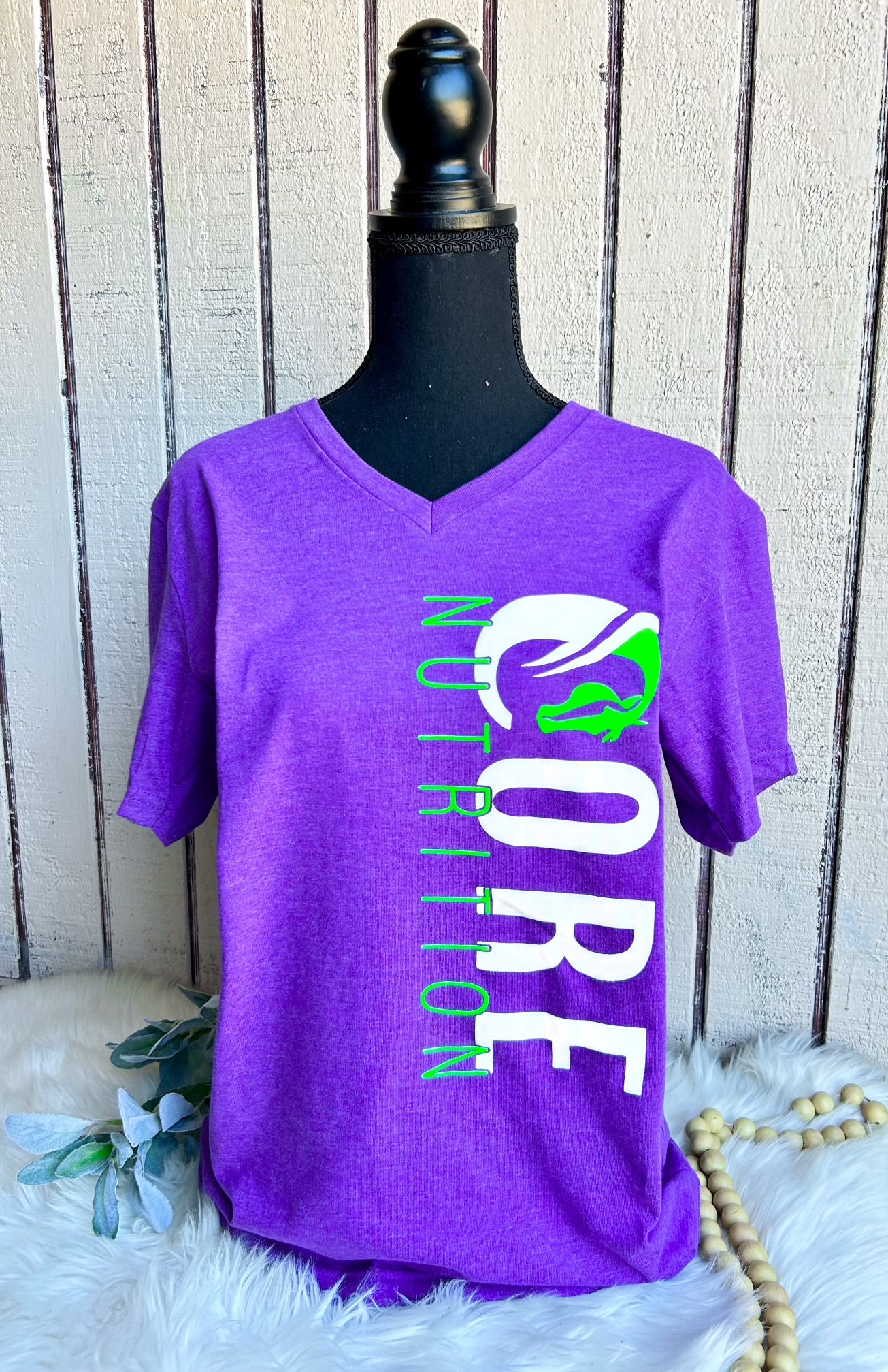 Neon Green & Purple V neck